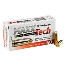 MaxxTech 9mm Luger Kaliber 9x19 FMJ 124 grs 1000 Stück