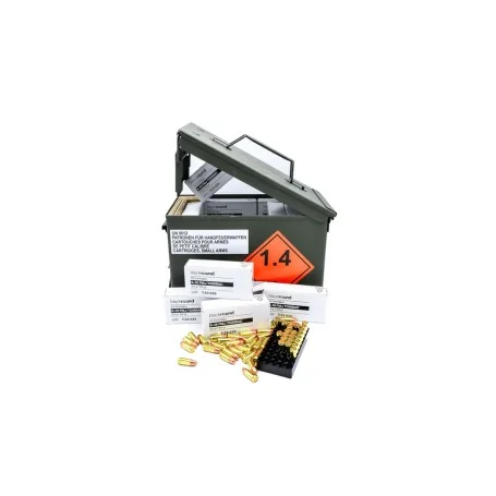 1500 Stück BLACKROUND 9x19, FMJ/Tombac, 8g/124gr in M2A1 NATO Munitionskiste